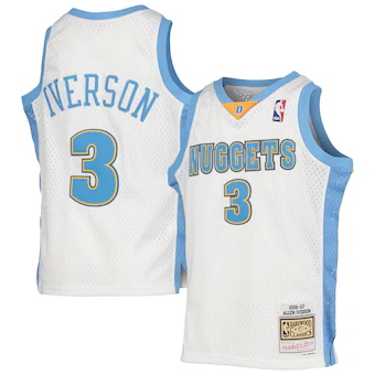 youth mitchell and ness allen iverson white denver nuggets-469